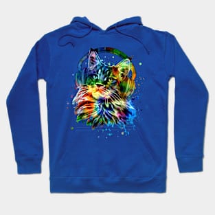 Cat With Headphones Watercolor Art Hoodie